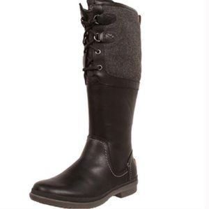 UGG Australia Women's Elsa S/N 1005578 Black/Gray Leather Lace Up Boot